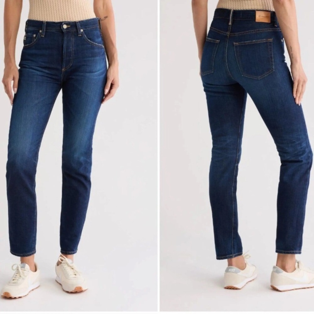 AG Alexxis High Rise Vintage Straight Jeans Dark Wash Denim Adriano Goldschmied